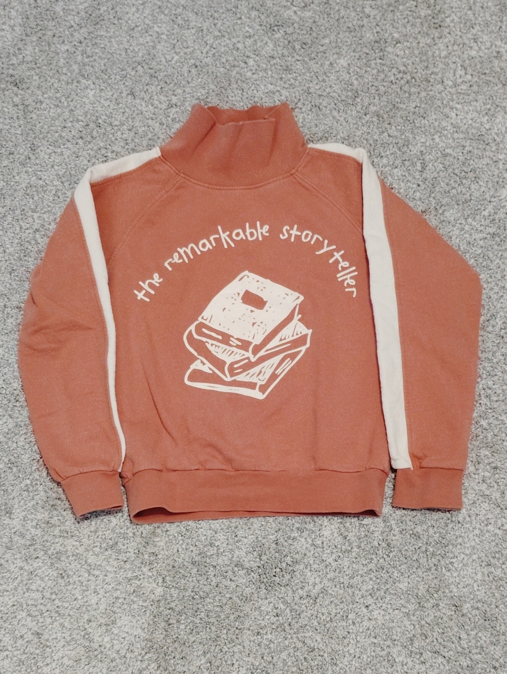 Kids Rust Graphic Cowl-Neck Sweatshirt with Cream Stripes